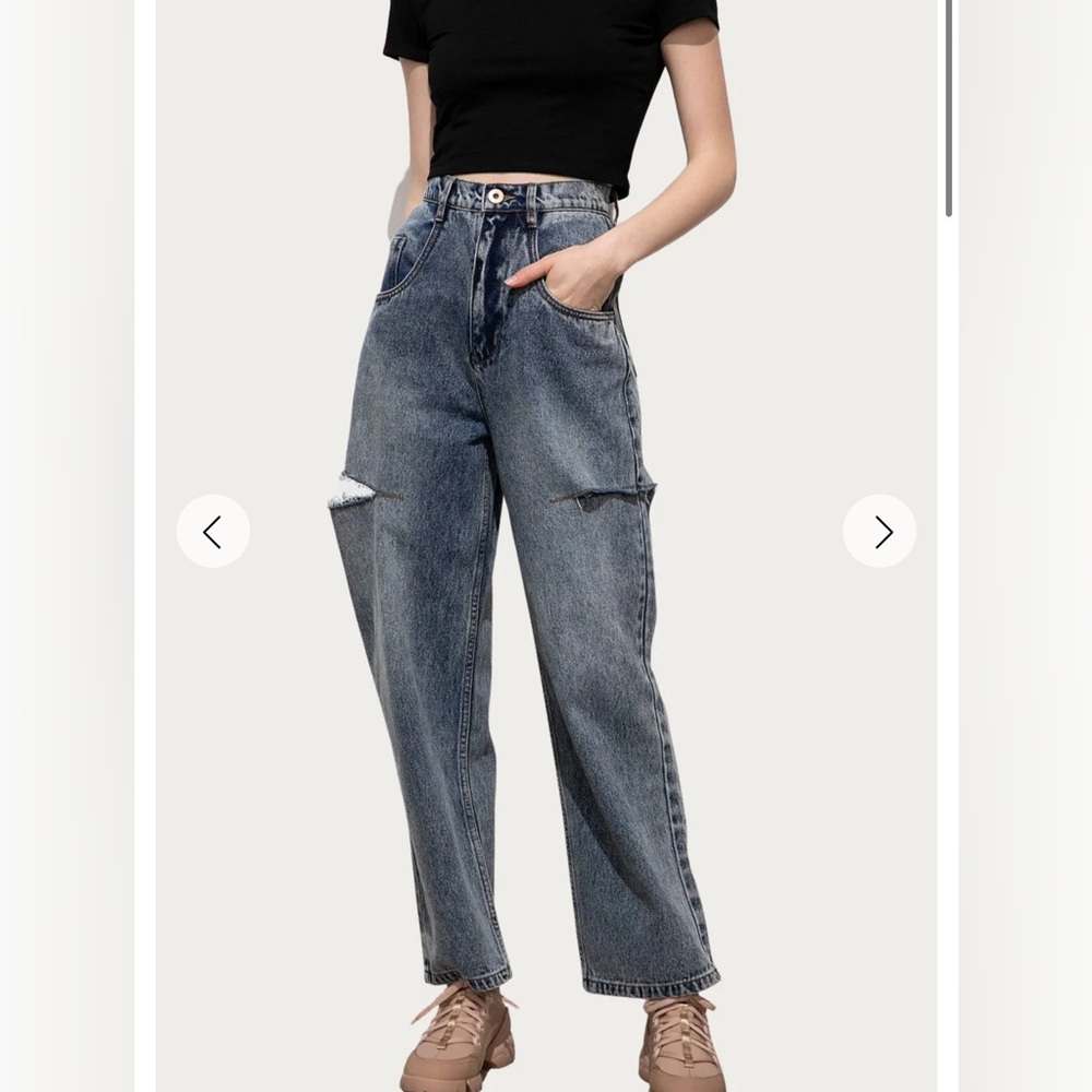 Jing cut out baggy jeans
